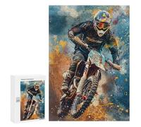 Puzzles pour Adultes Motocross Rider in Action Puzzles pour Adultes : Anti-Stress, Difficile Et Stimulant, pour des Soirées Jeux en Famille 300 PCS
