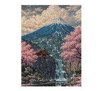 Puzzles pour Adultes Mount Fuji with Cherry Blossoms Sakura Japanese Traditional Art Puzzles pour Adultes, Jouets Anti-Stress, Découpe De Précision, pour Les Jeux 52x38cm/1000pcs