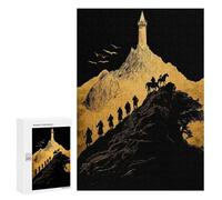 Puzzles pour Adultes Mountain Journey to Tower Silhouette Art Puzzle : Jeu Manuel Amusant Et Humoristique, Cadeau d'anniversaire, Cadeaux, 300 PCS
