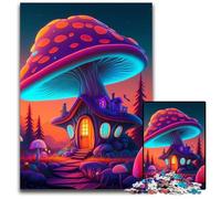 Puzzles pour Adultes Mushroom House 1000 pièces Puzzles pour Adultes Parfait pour Halloween, Noël, Cadeau d'anniversaire 50x75cm/19,68x29,52 Pouces