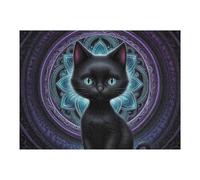 Puzzles pour Adultes Mystical Black Cat Artwork Puzzle pour Adultes, Jouet, Décoration Murale, Cadeau d'anniversaire Amusant Et Humoristique, Cadeaux, 1000pcs(52x38cm)