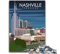 Puzzles pour Adultes Nashville Tennessee Art 1000 pièces, Cadeau d'anniversaire pour Tuer Le Temps, Cadeaux, décoration Murale pour 14 Ans et Plus (1000 pièces, 26x38cm)