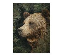 Puzzles pour Adultes Nature's Majesty Bear in Pine Forest Puzzles Jeux Relaxants Découpe De Précision Cadeaux pour Les Amis Et La Famille 1000pcs(52x38cm)