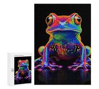 Puzzles pour Adultes Neon Frog Puzzle pour Adultes - Décoration Murale - Idéal comme Cadeau 300 PCS