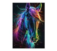 Puzzles pour Adultes Neon Horse Art Print Puzzle pour Adultes, Décoration Murale, Découpe De Précision, Cadeaux d'anniversaire Et Cadeaux Uniques 1000pcs(38x26cm)