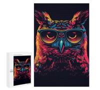 Puzzles pour Adultes Neon Owl Art Print Puzzles pour Adultes : Anti-Stress, Difficile Et Stimulant, pour des Soirées Jeux en Famille 1000 PCS