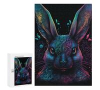 Puzzles pour Adultes Neon Rabbit Art Print Puzzle pour Adolescents Améliore La Mémoire Difficile Et Stimulant Idéal comme Cadeau 300 PCS