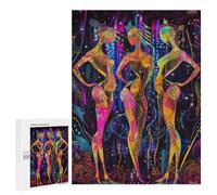 Puzzles pour Adultes Neon Radiance - The Three Muses in A Futuristic Glow Puzzles pour Adolescents, Jouets Anti-Stress, Décoration Murale, Cadeaux Uniques pour Anniversaire Et Noël 500 PCS