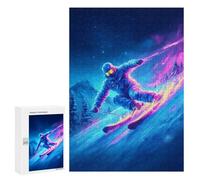 Puzzles pour Adultes Neon Ski Night Adventure Puzzles pour Adultes : Anti-Stress, Difficile Et Stimulant, pour des Soirées Jeux en Famille 300 PCS
