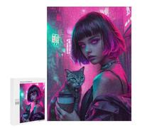 Puzzles pour Adultes Neon Street Cat-1 Puzzles pour Adolescents : Améliorent La Mémoire. Chaque Pièce Est Unique - Jouets Et Jeux Éducatifs 500 PCS