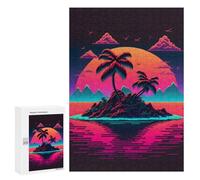 Puzzles pour Adultes Neon Tropical Island Sunset -1 Puzzles pour Adolescents, Jouets Anti-Stress, Décoration Murale, Cadeaux Uniques pour Anniversaire Et Noël 300 PCS