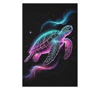 Puzzles pour Adultes Neon Turtle in Space Casse-têtes pour Adolescents, Jeux De Réflexion, Analyse Et Logique, Cadeaux pour Amis Et Famille 75x50cm/1000pcs