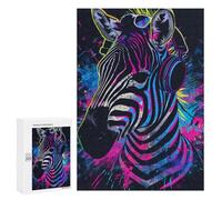 Puzzles pour Adultes Neon Zebra Headphones Art Print Puzzles pour Adolescents : Améliorent La Mémoire. Chaque Pièce Est Unique - Jouets Et Jeux Éducatifs 300 PCS