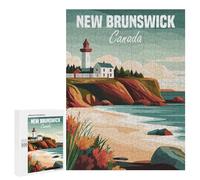 Puzzles pour Adultes New Brunswick Lighthouse Puzzle pour Adultes, Jeu Familial, Défi Difficile, Cadeaux pour Les Amis Et La Famille 500 PCS