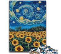 Puzzles pour Adultes Night Sky Tournesols la Nuit Puzzle Adulte, Jeux éducatifs Décoration de la Maison Convient pour la décoration de Bureau (26x38cm)