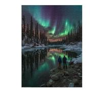 Puzzles pour Adultes Northern Lights Reflections in River Puzzles pour Adultes - Jeux Relaxants Et Anti-Stress - Cadeaux d'anniversaire Et Cadeaux Uniques 1000pcs(52x38cm)