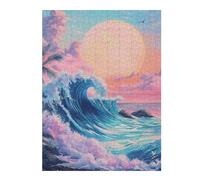 Puzzles pour Adultes Ocean Waves Sunset Beach Puzzles Jeux Relaxants Découpe De Précision Cadeaux pour Les Amis Et La Famille 1000pcs(52x38cm)