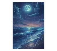 Puzzles pour Adultes Ocean Waves Under Moonlight -2 Puzzle pour Adultes, Décoration Murale, Découpe De Précision, Cadeaux d'anniversaire Et Cadeaux Uniques 1000pcs(75x50cm)