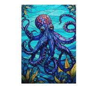 Puzzles pour Adultes Octopus Sea Stained Glass Puzzle pour Adultes - Jeu Manuel - Améliore La Mémoire - Cadeaux d'anniversaire Et Cadeaux Uniques 38x26cm/1000pcs