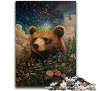 Puzzles pour Adultes Ours Brun Rose, Jeu Familial Anti-Stress, défi Difficile, Une œuvre d'art pour Les 14 Ans et Plus 26x38cm