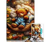 Puzzles pour Adultes Ours en Peluche endormi 1000 pièces, Jouets éducatifs et Difficiles à Apprendre, Jeux de Famille, Cadeaux pour Amis et Famille (50x75cm)