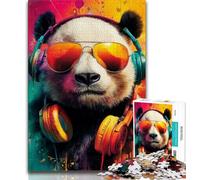 Puzzles pour Adultes Panda Portant Un Casque 1000 pièces Puzzles pour Adolescents et Adultes renforcent l'amour Entre Les Couples pour Les 14 Ans et Plus 75x50cm