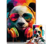 Puzzles pour Adultes Panda Portant Un Casque 1000 pièces Puzzles pour Adolescents et Adultes renforcent l'amour Entre Les Couples pour Les 14 Ans et Plus 38x26cm