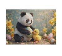 Puzzles pour Adultes Panda with Easter Eggs and Duckling Jeu De Puzzle Et Casse-tête pour Adultes, Cadeau d'anniversaire Idéal 1000pcs(38x26cm)