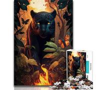 Puzzles pour Adultes Panthère Noire Ardente 1000 pièces Puzzles pour Adolescents Cadeaux, Cadeaux d'anniversaire, Cadeaux pour et 14 Ans 75x50cm
