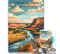 Puzzles pour Adultes Parc National Theodore Roosevelt Puzzle 1000 pièces pour Adultes et Adolescents, Cadeau d'anniversaire, Cadeaux, décoration Murale pour et jusqu'à 14 Ans 26x38cm