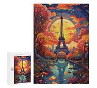 Puzzles pour Adultes Paris Eiffel Tower Autumn Scenery Puzzle pour Adolescents Améliore La Mémoire Difficile Et Stimulant Idéal comme Cadeau 300 PCS