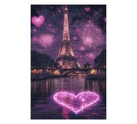 Puzzles pour Adultes Paris Eiffel Tower Fireworks Romance Puzzles pour Adolescents, Jouets Anti-Stress, Décoration Murale, Cadeaux Uniques pour Anniversaire Et Noël 1000pcs(75x50cm)