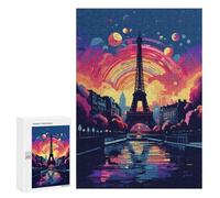 Puzzles pour Adultes Paris Eiffel Tower Sunset Art Print Puzzles pour Adolescents : Améliorent La Mémoire. Chaque Pièce Est Unique - Jouets Et Jeux Éducatifs 300 PCS