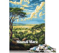 Puzzles pour Adultes: Paysage de Masai Mara, 1000 Pièces, Puzzle en Bois pour Adultes de Plus de 18 Ans, Jeux de Puzzle Amusants, 1000 Pièces (75x50cm)