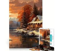 Puzzles pour Adultes Paysage d'hiver 1000 pièces Jeu de mémoire Amusant Découpe de Haute précision Facile à Apprendre Plaisir en Famille (50x75cm)