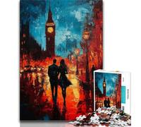 Puzzles pour Adultes Paysage Urbain de Londres Peinture à l'huile Puzzles pour Adultes 1000 Soulagement du Stress Défi Difficile Décoration d'intérieur Unique et Cadeaux 38x26cm