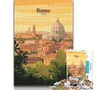 Puzzles pour Adultes Paysage Urbain de Rome 1000 pièces, Jouets éducatifs et éducatifs, Jeux familiaux avec Affiche et fiche de Questions-réponses Assorties 38x26cm