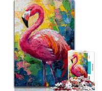 Puzzles pour Adultes, Peinture à l'huile de Flamant Rose, 1000 pièces, pour Adultes, Anti-Stress, Vacances, Tuer Le Temps, décoration d'intérieur (Taille 38x26cm)