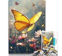 Puzzles pour Adultes, Peinture à l'huile de Papillon Jaune, 1 000 pièces, Jeu Stimulant pour Les Femmes, Cadeaux pour Les Hommes, 50x75cm