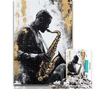 Puzzles pour Adultes, Peinture à l'huile de Saxophone, Puzzles de 1000 pièces, Design Dynamique et Unique, expérience de Puzzle relaxante et stimulante 50x75cm