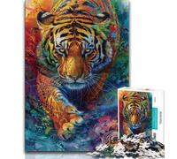 Puzzles pour Adultes Peinture à l'huile de Tigre 1 000 pièces Puzzles pour Adolescents Cadeaux Jouets Jeux éducatifs décoration Murale Anti-Stress (26x38cm)