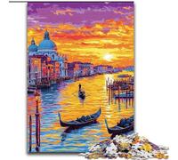 Puzzles pour Adultes Peinture à l'huile de Venise 1000 pièces, Jouets éducatifs et éducatifs, Jeux familiaux avec Affiche et fiche de Questions-réponses (26x38cm)