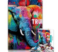 Puzzles pour Adultes, Peinture à l'huile d'éléphant, Puzzles de 1000 pièces pour Adultes, Cadeaux, Difficiles avec des pièces entièrement imbriquées de Formes aléatoires 75x50cm