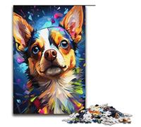 Puzzles pour Adultes Peinture colorée Chien Chihuahua 1 000 pièces Puzzle en Papier pour Enfants de 14 Ans et Plus décoration d'intérieur 1 000 pièces (38 x 26 cm)