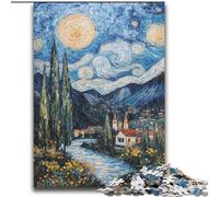 Puzzles pour Adultes Peinture de Montagne de Van Gogh 2000 pièces, Jeux éducatifs à Faire soi-même avec Affiche et fiche de Questions (à partir de 14 Ans) (70x100cm)