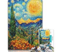 Puzzles pour Adultes Peinture de Montagne par Ciel Nocturne Puzzles de 1000 pièces pour Adolescents, Jouets éducatifs Jeux Anti-Stress Améliorer l'amour Entre Couples 50x75cm