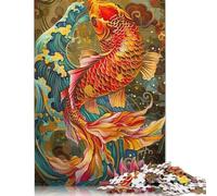 Puzzles pour Adultes - Peinture de Poissons Koi - Puzzle de 500 pièces en Bois - Convient aux Adultes et aux Personnes de Plus de 18 Ans - Casse-tête - 500 pièces (52 x 38 cm)