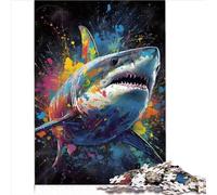 Puzzles pour Adultes Peinture de Requin Puzzles de 1000 pièces pour Adultes Puzzle en Carton pour Adultes et Enfants apprenant Un Puzzle éducatif 1000 pièces (26x38 cm)