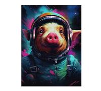 Puzzles pour Adultes Pig Astronaut Space Suit-22 Puzzle pour Adultes, Décoration Murale, Découpe De Précision, Cadeaux d'anniversaire Et Cadeaux Uniques 1000pcs(52x38cm)