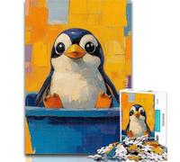 Puzzles pour Adultes Pingouin dans la Salle de Bain Puzzles 1000 pièces pour Adultes Cadeaux, Jeu Stimulant et Jeu en Famille Cadeaux du Père Noël Secret 26x38cm